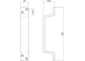 Handgreep profiel 200 x 29mm aluminium F1