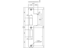 Sluitplaat 192x25x1,5mm tbv 55pc SKG sluitkom 950803 DIN links rvs