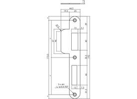 Sluitplaat 192x25x1,5mm tbv 72pc SKG sluitkom 950803 DIN rechts rvs