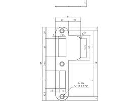 Sluitplaat 127x23x1,5mm tbv 55pc SKG sluitkom 950801 DIN links rvs