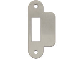 Sluitplaat 94x25/44x1,5mm tbv dagschoot, afgerond met korte lip, rvs