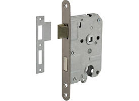 Woningbouw cilinder dag- en nachtslot 55mm, voorplaat afgerond rvs, 20x174, doorn 50mm incl. sluitplaat