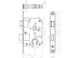 Woningbouw cilinder dag- en nachtslot 55mm, voorplaat afgerond rvs, 20x174, doorn 50mm incl. sluitplaat