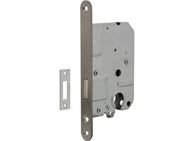 Woningbouw cilinder kastslot 55mm, voorplaat afgerond rvs, 20x174, doorn 50mm incl. sluitplaat
