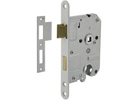 Woningbouw cilinder dag- en nachtslot 55mm, voorplaat afgerond wit gelakt, 20x174, doorn 50mm incl. sluitplaat industrieverpakking