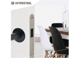 Woningbouw magneet loopslot, voorplaat afgerond rvs, 20x174, doorn 50mm incl. sluitplaat/kom