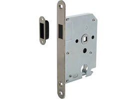 Woningbouw magneet cilinder dag- en nachtslot 55mm, voorplaat afgerond rvs, 20x174, doorn 50mm incl. sluitplaat/kom