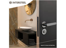 Woningbouw magneet badkamer/toilet slot 63/8mm, voorplaat afgerond zwart, 20x174, doorn 50mm incl. sluitplaat/kom