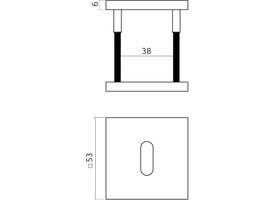 Sleutelrozetten verdekt 53x53x6mm PVD messing mat