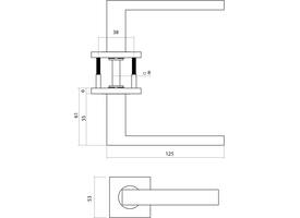 Deurkruk Q 05 op rozet verdekt 53x53x6mm PVD messing mat