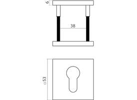Cilinderrozetten verdekt 53x53x6mm PVD zwart