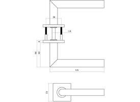 Deurkruk Q 04 op rozet verdekt 53x53x6mm PVD zwart