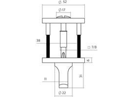 WC-sluiting verdekt ø52x6mm met stift 6-8mm PVD antraciet
