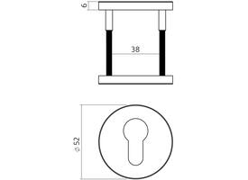 Cilinderrozetten verdekt ø52x6mm PVD antraciet
