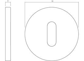 Olivari sleutelrozet rond 51x5mm met nokken en doorgaande bevestiging Messing titaan PVD