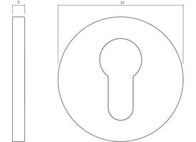 Olivari pc-rozet rond 51x5mm met nokken en doorgaande bevestiging Messing mat titaan PVD