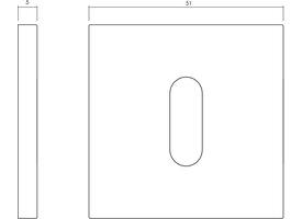 Olivari sleutelrozet vierkant 51x5mm met nokken en doorgaande bevestiging Nikkel titaan PVD