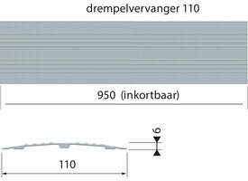 SecuCare Drempelvervanger 11cm, L 95 cm  blank geanodiseerd