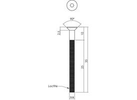 BI6K schroef PK RVS A4  dd.38-43mm voor Flush plaatschilden en plaatrozetten met borgmiddel loctite Bi6ksleutel 3.0mm