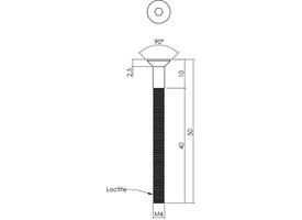 BI6K schroef PK RVS A4  dd.52-58mm voor FLush plaatschilden en plaatrozetten met borgmiddel loctite Bi6ksleutel 3.0mm