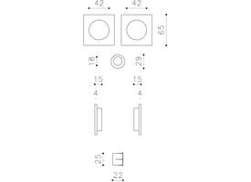 Olivari schuifdeurkom Giotto Q vierkant 42/65mm rvs mat titaan PVD