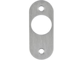 RVS geborsteld cilinderplaatje RC ovaal 70x28x2mm, gatdeel M4 h.o.h. 50mm