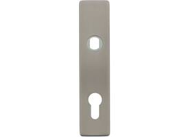 RVS rechthoekig klikschild 177x40x8mm PC72 Q-gat voor vaste knop montage met stalen basisschild nokdeel M4
