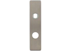 RVS rechthoekig klikschild 177x40x8mm RC74 Q-gat voor vaste knop montage met stalen basisschild nokdeel M4