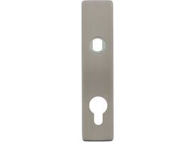 RVS rechthoekig klikschild 177x40x8mm PRC74 Q-gat voor vaste knop montage met stalen basisschild nokdeel M4