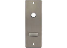 RVS flush rechthoek kortschild breed WC knopje O63/8 met 2 bevestigingsgaten 4mm easyfix 180x60x2mm
