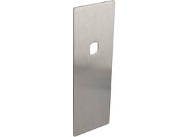 RVS flush rechthoek kortschild breed BL met Q-gat en 2 draadbussen M4 180x60x2mm