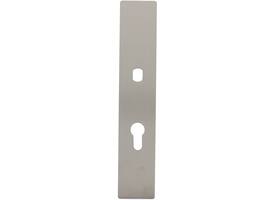 RVS flush rechthoek langschild PC55 met Q-gat voor vaste knop en 3 draadbussen M4 240x45x2mm
