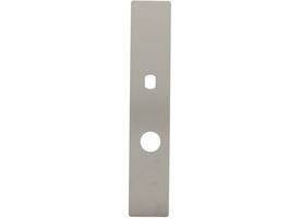 RVS flush rechthoek langschild RC74 met Q-gat voor vaste knop en 3 draadbussen M4 240x45x2mm