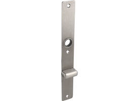 RVS flush rechthoek smalschild met WC knopje O72/8 met 3 bevestigingsgaten 4mm easyfix 240x30x2mm
