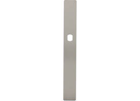 RVS flush rechthoek smalschild BL met Q-gat voor vaste knop en 3 draadbussen M4 240x30x2mm