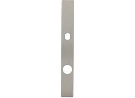RVS flush rechthoek smalschild RC94 met Q-gat voor vaste knop en 3 draadbussen M4 240x30x2mm