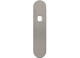 RVS afgerond klikschild 177x40x8mm BL Q-gat voor vaste knop montage met stalen basisschild gatdeel 4mm