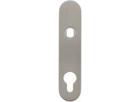 RVS afgerond klikschild 177x40x8mm PRC74 Q-gat voor vaste knop montage met stalen basisschild nokdeel M4