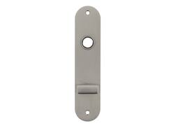 RVS flush afgerond kortschild WC knop O63/8 met 2 bevestigingsgaten 4mm easyfix 180x40x2mm