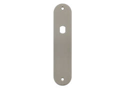 RVS flush afgerond kortschild BL met Q-gat en 2 bevestigingsgaten 4mm 180x40x2mm
