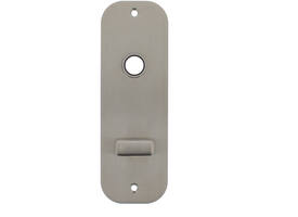 RVS flush afgerond kortschild breed WC knopje O72/8 met 2 bevestigingsgaten 4mm easyfix 180x60x2mm