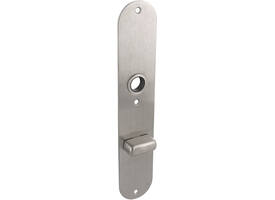 RVS flush afgerond langschild met WC knopje O72/8 met 3 bevestigingsgaten 4mm easyfix 240x45x2mm EN1906-kl.4