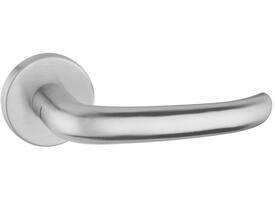 Deurkrukken sabelmodel massief roestvast staal 135x58mm Ø22mm, met krukstift 8x84mm geschikt voor deur- en beslagdikte van 44-69mm.