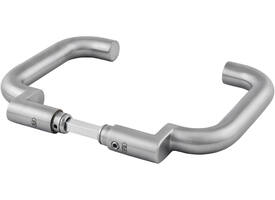 Deurkrukken verkropt U-model roestvast staal mat geborsteld 160x82mm met krukstift 9x72mm geschikt voor deur- en beslagdikte van 47-62mm. Gebruiksklasse 4, EN 1906: 2002-05 Geschikt voor inbouw in rook- en brandwerende deuren volgens DIN 18273: 1997 - 12. Goedgekeurd voor gebruik op nooddeuren in combinatie met een geschikt paniekslot volgens EN 179: 2002-06