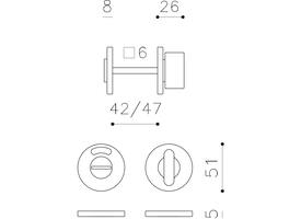 Olivari wc-sluiting Link 6mm stift, rond 51x5mm met venster opschroevend RVS mat titaan PVD