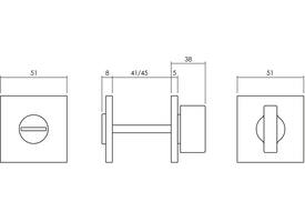 Olivari wc-sluiting Space Q 6mm stift, vierkant 51x5mm Antraciet mat titaan PVD