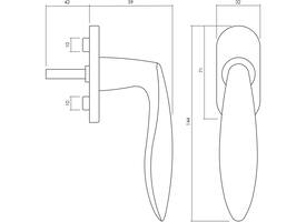 Olivari raamkruk Onda + ovaal rozet 71x32x5mm, stift 7x42mm Messing titaan PVD