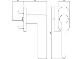 Olivari raamkruk Tecno + ovaal rozet 71x32x5mm, stift 7x42mm Chroom