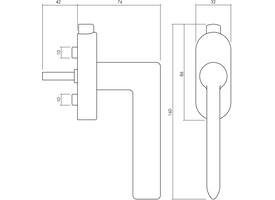 Olivari raamkruk afsluitbaar Tecno + ovaal rozet 87x32x18mm, stift 7x42mm Messing mat titaan PVD