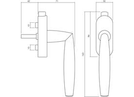 Olivari raamkruk afsluitbaar Aurelia + ovaal rozet 87x32x18mm, stift 7x42mm Chroom